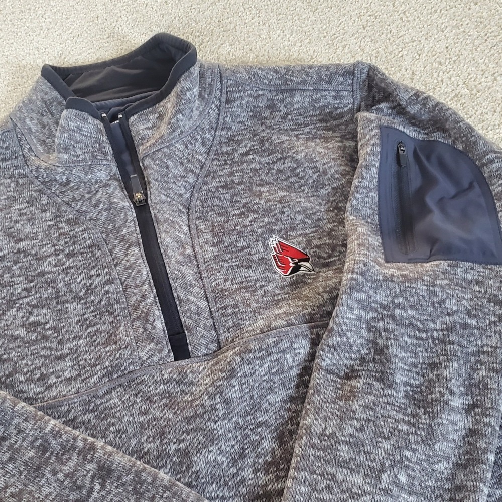 Antigua Pullover Mens XL Gray Ball State Cardinals Quarter Zip Sweater Jacket
